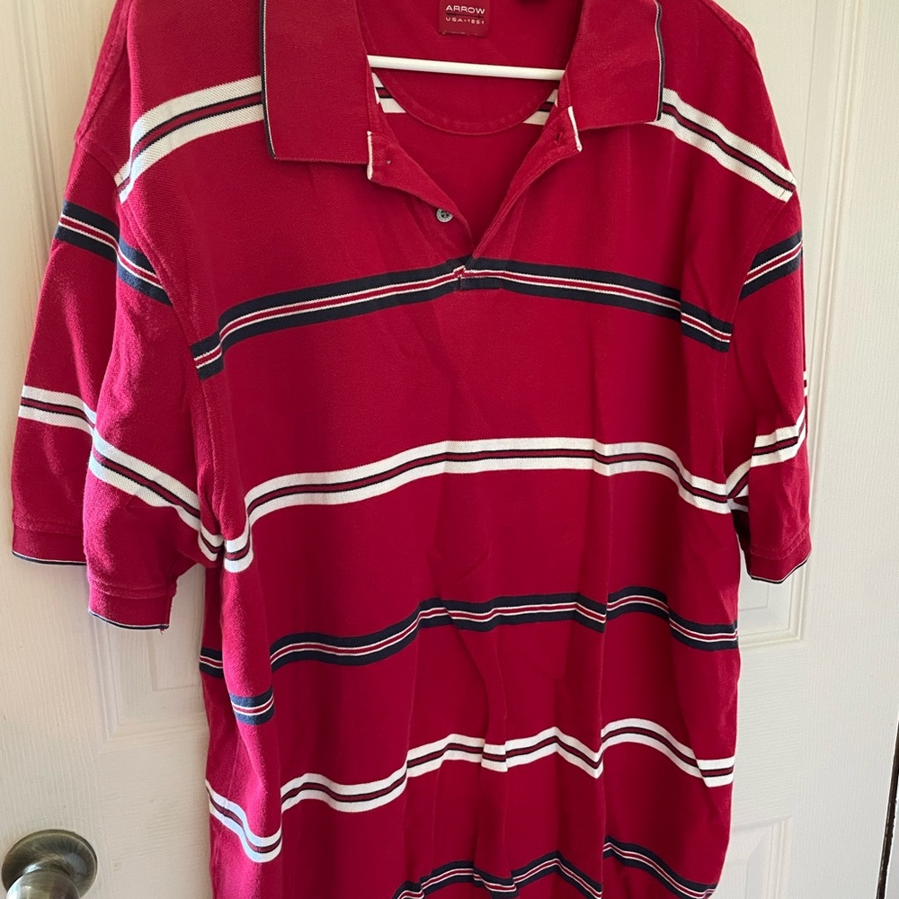 Arrow Classic Red Polo with Subtle Stripes